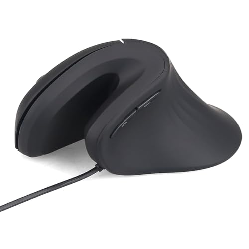HXMJ- Ergonomic Vertical Mouse Wired USB Corded Optical Mice Silent Click Right Handed-Black