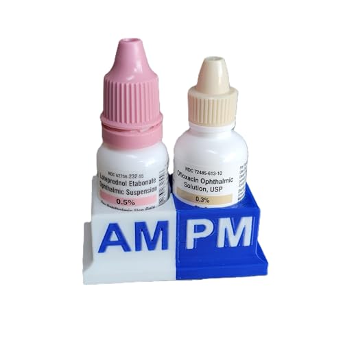 Eye Drops Organizer and Tracker, AM/PM Dual Slot Holder (Blue/White)