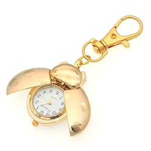 SMARTNAVI Unisex analoog kwarts zakhorloge/sleutelhanger in de vorm van gouden lieveheersbeestje