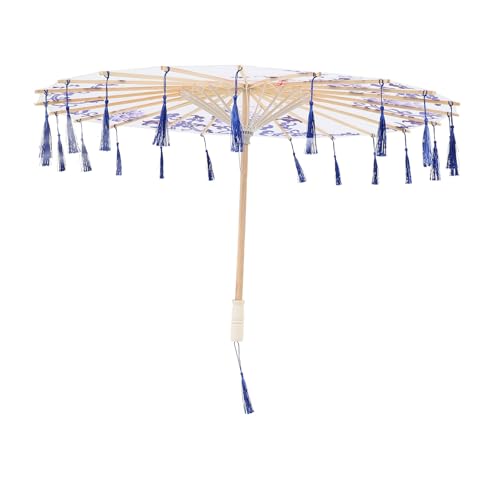 Paraguas de tela decorativo estilo japonés en madera de seda de mango