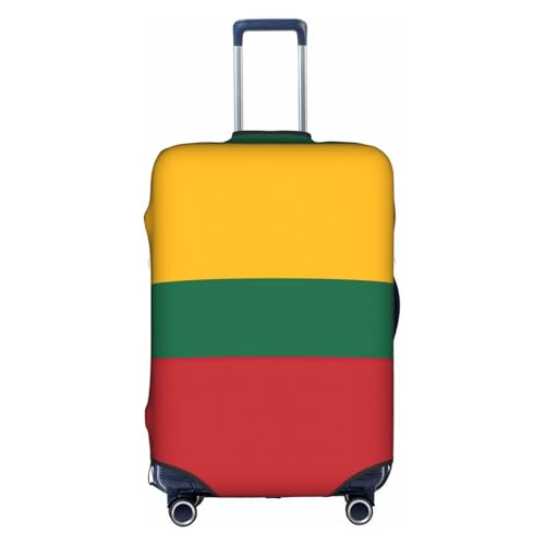 Flag Of Lithuania Print Travel Elastic Suitcase Luggage Baggage Cover Protector, Washable And Anti-Scratch