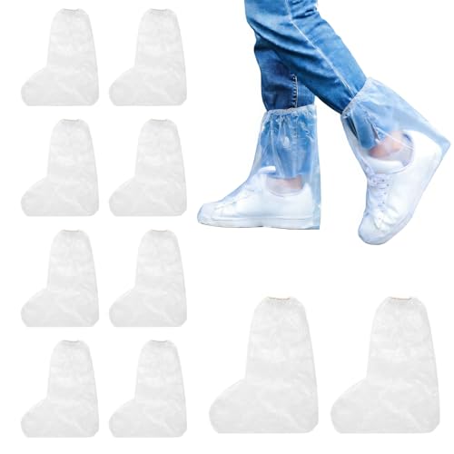 QingWing 5 Pares Blanco Transparente Cubre Zapatos Impermeable, Versión Infantil Funda Zapato Reutilizable Protector, Cubrezapatos Antideslizantes para lluvia, para Nieve Barro Cubrezapatos