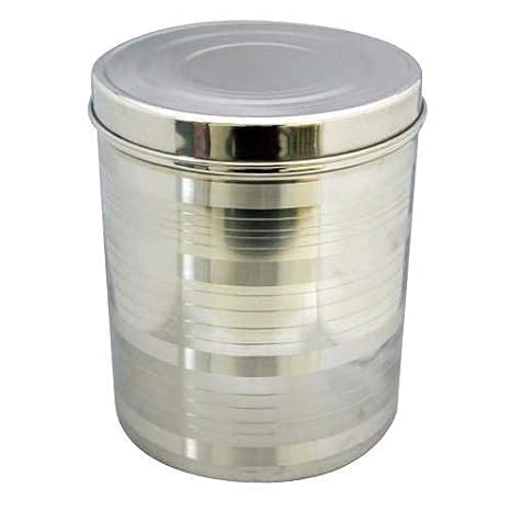 Image of Duodeno Stainless Steel Container 3 Litre, 1 Piece, Silver Stainless Steel Round Dabba Canister Containe 3 KG Food /Dough /Liquid Capacity NO Joints Storage Box (3 Liter)