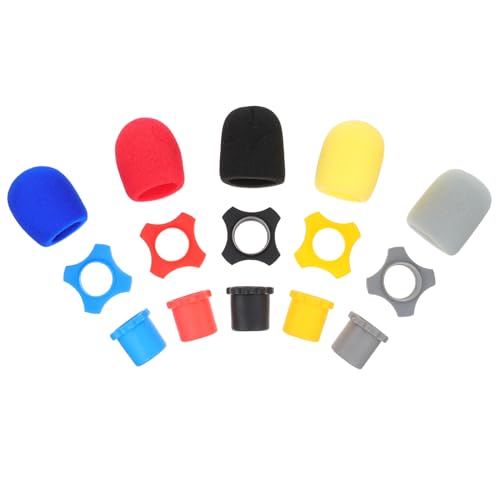 BESTonZON 5Sets Microphone Sponge Covers Rolling Protectors Multi Color Rings for Moisture Dirt Protection Compatible with Various Microphone