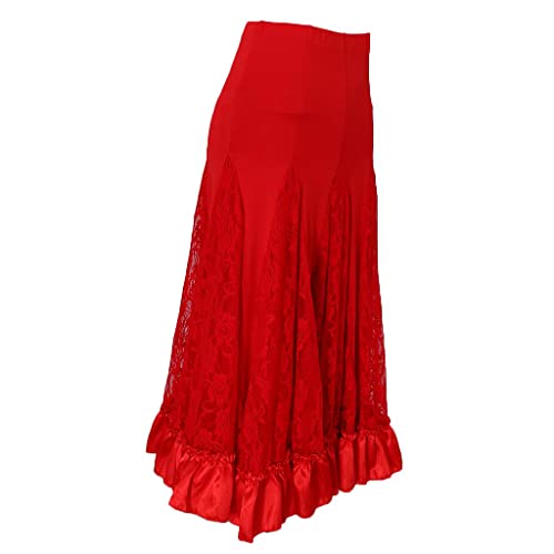 Jupe de danse carrée moderne et flamenco longue noire fluide