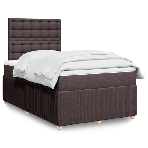 Genérico Cama Box Spring con colchón Tela marrón Oscuro 120x200 cm,Mobiliario,Camas y Accesorios,Camas y somieres-3294340