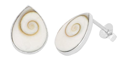 Preisvergleich Produktbild ERCE Shiva Eye / Shiva Auge Muschelschmuck Ohrstecker Tropfen, 925 Silber