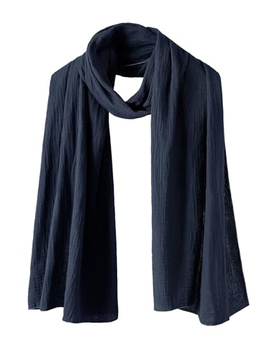 Bbonlinedress Schal Damen Baumwolltuch Halstuch elegant Schals Stola Schultertuch Multifunktionstuch Shawl Musselintuch 190 * 65cm Navy