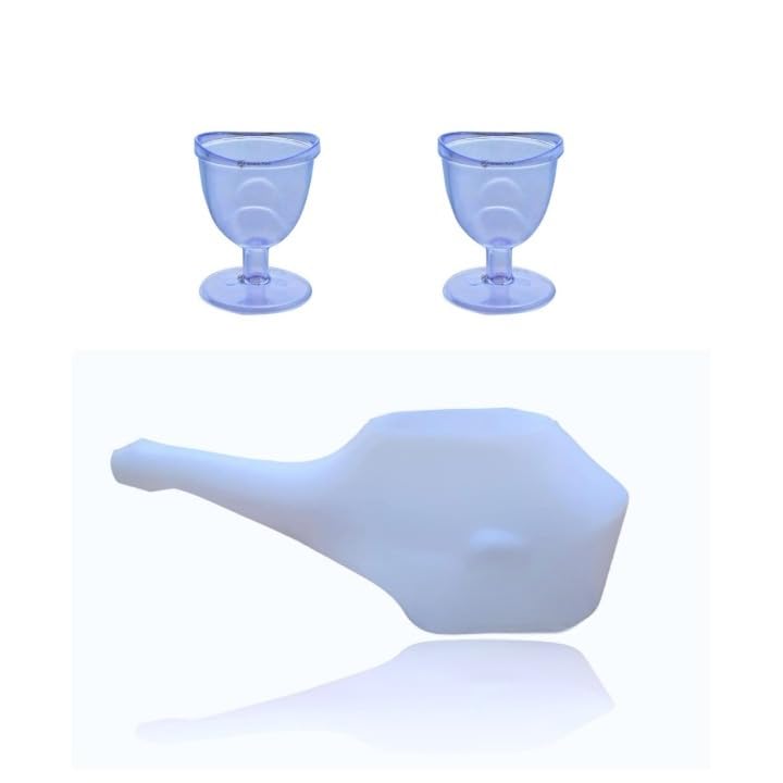 Nasal & Eye Cleansing Kit for Sinus Relief with User Manual Pack of 2 Transparent Eye Wash Cups & Jal Neti Pot-picture-27