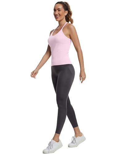 Image of MathCat Seamless Workout Tank Tops with Built in Bra,Racerback Athletic Tank Tops Ribbed Soft Yoga Shirts XS-XL