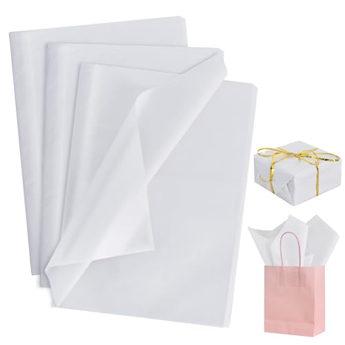BEISHIDA 100 Sheets White Tissue Paper Bulk for Gift Wrapping and Gift Bags