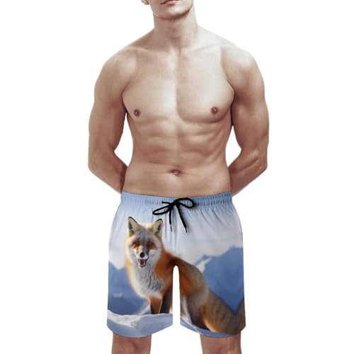 Mens Swim Trunks with Mesh Lining Fox Drawstring Beach Shorts Quick Dry Board Shorts2