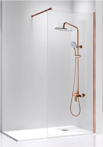 PANEL DUCHA FIJO TRANSPARENTE 90CM PERFIL ORO ROSA Cover