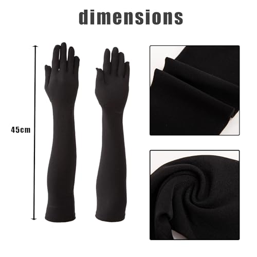 NUMJAW Long Black gloves women costume Tight Spandex Stretchy Gloves Stain Elastic Gloves Wedding Party Banquet Costume Cosplay bridesmaids proms dance Costume Black4