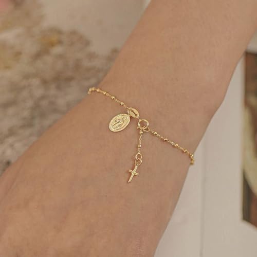 GIGB PBDK Gold Virgin Mary Catholic Rosary Bracelet for Women Trendy Vintage Beads Cross Religious Wrist Bangle Minimalist Crucifix Jesus Bracelet Charm Jewelry3