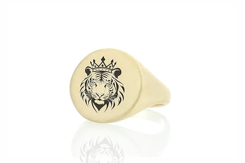 Bague gravée tigre et couronne, le cadeau personnalisé idéal