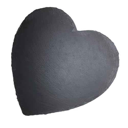CANIGHT Bandeja de Piedra Diseño Elegante y Resistente en Forma de Corazón Negra para Servir Quesos y Aceitunas, Adecuado para Cafeterías y Eventos