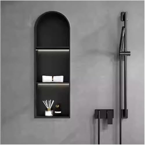 HEFJIAYCIQ �X�e�����X���V�����[�j�b�`�A�^�C���s�v ���ߍ��ݎ��J�[�u�g�b�v���[�I�A�����E�L�b�`���E���r���O�p�ǖʎ��[�j�b�`,3 tier black,30x15x90cm