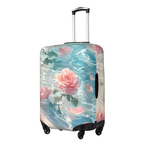 Pink Sea Rose Elastic Travel Luggage Cover, Washable Spandex Suitcase Protector, Anti-Scratch Fits 18-32 Inch2