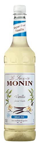 MONIN Premium Vanilla Sugar Free Syrup 1L for Coffee and Cocktails. Vegan-Friendly, Allergen-Free, 100% Natural Flavours and Colourings. Sugar-Free Vanilla Coffee Syrup