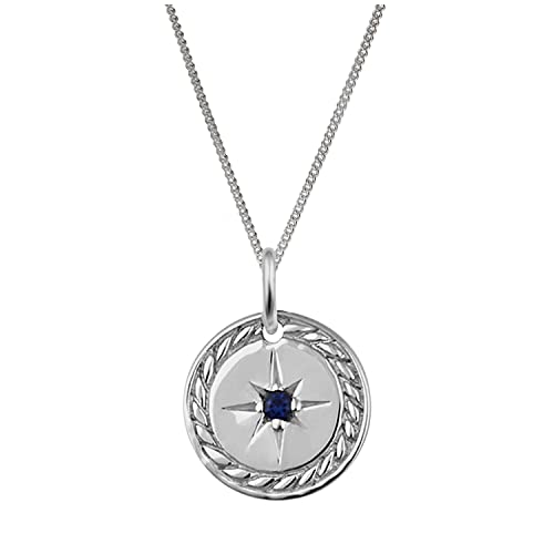 Collier médaillon étoile en argent sterling saphir CZ cadeau idéal