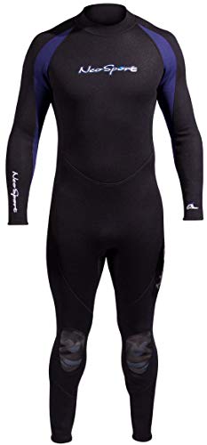 NeoSport Wetsuits Men's Premium Neoprene 7/5 mm Full Suit, Blue Trim, Small - Diving, Snorkeling & Wakeboarding