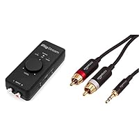 IK Multimedia iRig Stream &amp; Amazon Basics PBH-19822 Cinch-Audiokabel, 3,5-mm-Klinkenstecker auf 2 x Cinch-Stecker, 2,44 m
