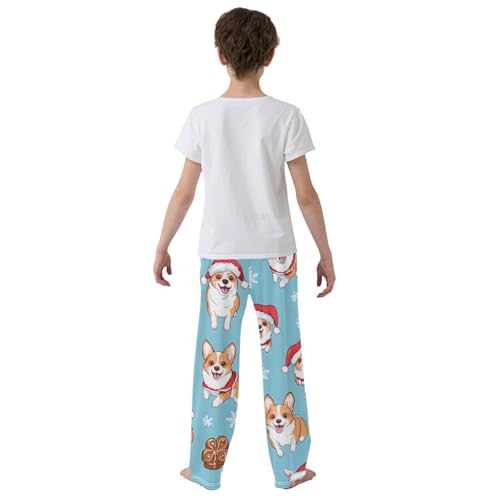 Corgi Dog Gingerbread Boys Long Pants Soft Trousers Elastic Waist Kids Lounge Bottoms with Pockets S-XL3