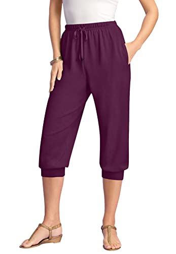 Roaman's Women's Plus Size Plus Size Soft Knit Capri Pant with Drawstring Waist