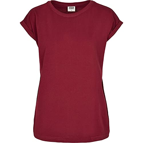 Urban Classics Ladies Organic Extended Shoulder Tee, T-shirt Donna, Rosso (Burgundy), L