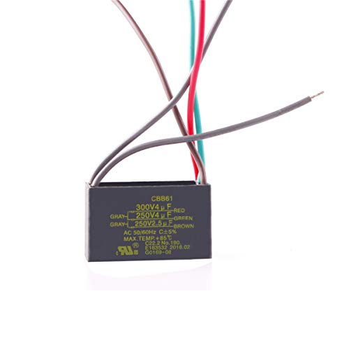 CHUANGNENG 4uf+4uf+2.5uf 250V/300V CBB61 Start Run Ceiling Fan Capacitor 5 Wire US Stock