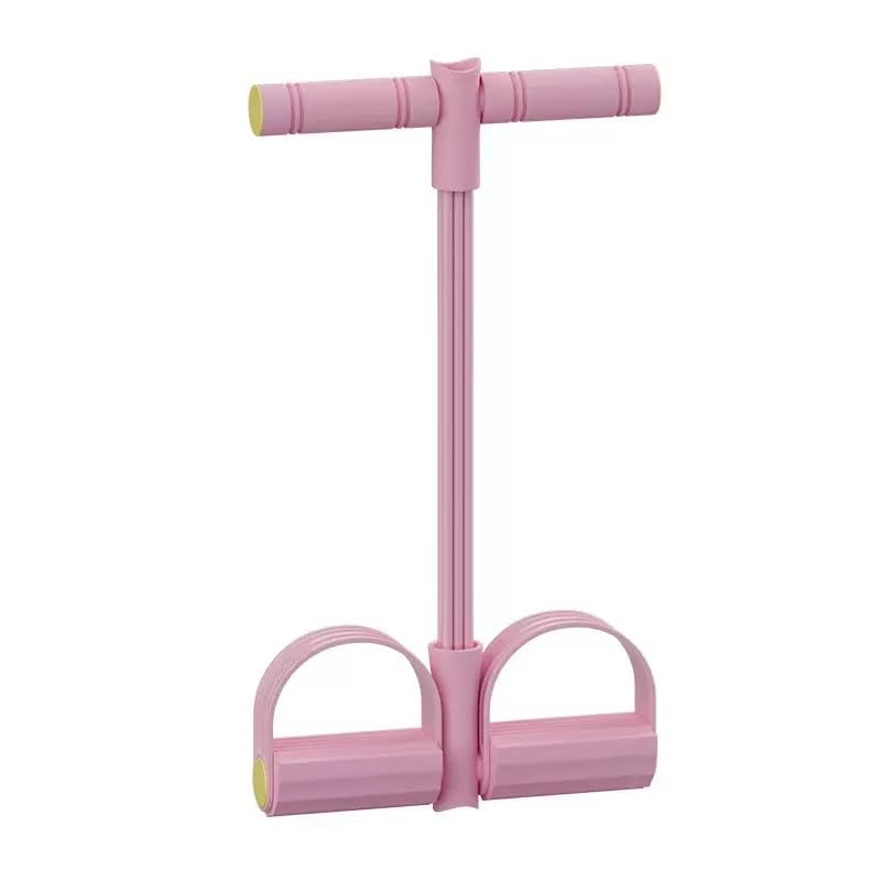 Banda de resistencia de pedal con asas, ejercitador de pedal de 6 tubos, goma natural, equipo de fitness multifuncional para abdomen, cintura, brazos, piernas, modelado del cuerpo (rosa)