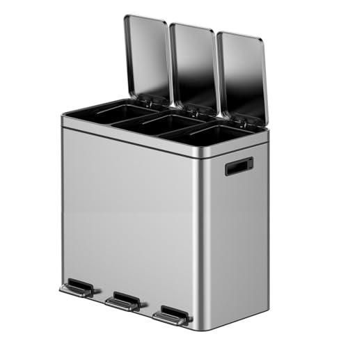 Caneca de basura para reciclaje Kitchen 60L acero inoxidable