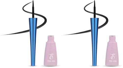 Image of TEE ESS Waterproof Liquid Eyeliner, Long-Lasting Smudge-Proof Formula with Fine Precision Tip, Quick-Drying Intense Finish for Winged, Bold & Everyday Eye Makeup (Black) (Pack of 2)