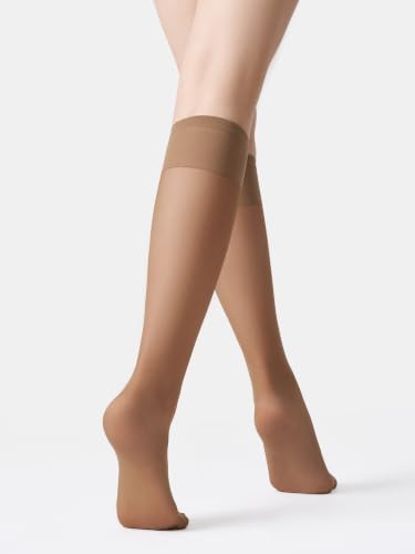 Image of MOOCHI Women's Sheer Knee High Stockings 6 Pairs 20 Denier Nylon Socks