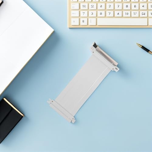 Câble Riser PCIe 4.0 16X blanc 20cm coudé extension carte graphique GPU vertical