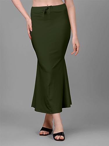 Image of Women's Saree Shapewear Petticoat, Cotton Blend Stretchable Mermaid Skirt, High Waist Tummy Control, Smooth Curve Fit with Adjustable Drawstring