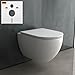 Produktbild Alpenberger WC mit Bidet Funktion | Dusch WC Spülrandlos mit Intimdusche | Taharet WC Kloschüssel mit Toilettensitz + Schallschutz | Wand WC mit Nano | Hänge WC Set Passend Geberit