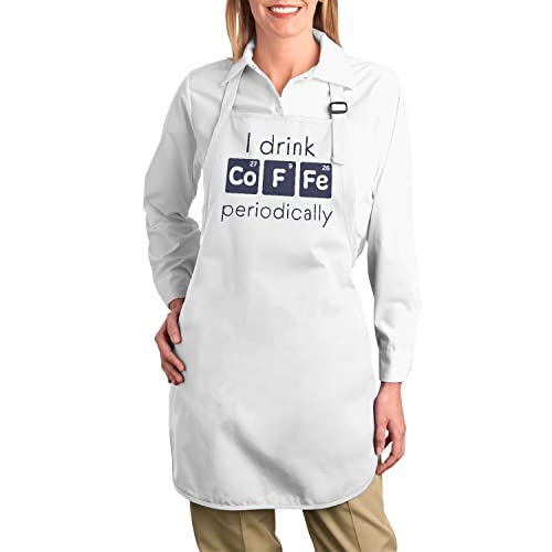 Tablier cuisine premium blanc imprimé tableau périodique sciences et café - 2