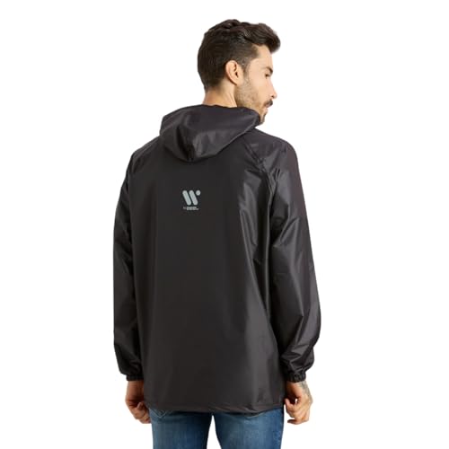 Image of ZEEL Rain Jacket For Men & Women, Unisex Polyester Pull Over Waterproof Raincoat with Hooded Full Sleeves Rainwear, Lightweight, Reusable & Packable (AZ50D)