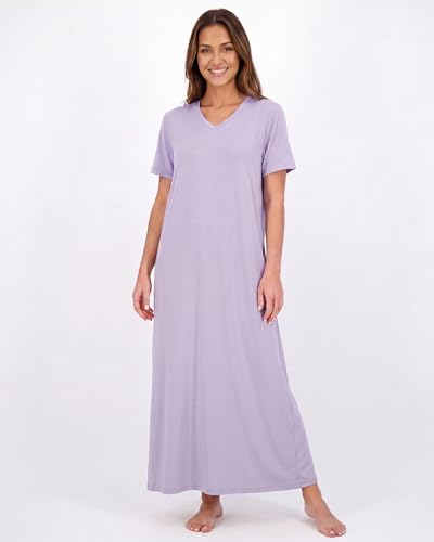 Image of Real Essentials 3 Pack: Women's Soft Maxi Long Nightshirt Short Sleeve Soft Nightgown Sleep Dress (Available in Plus Size)