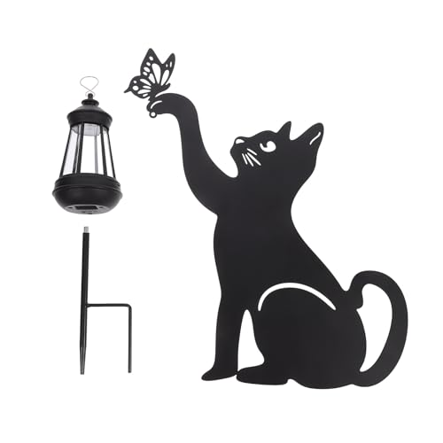 Lampe solaire extérieure chat pour baliser une allée de jardin sombre
