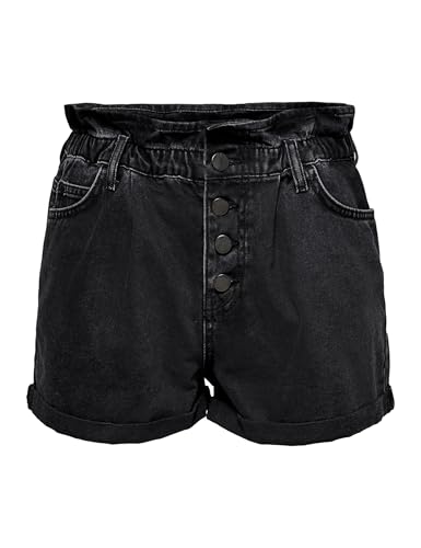 ONLY ONLCUBA Life Paperbag DNM Shorts Noos Pantalones Cortos de Jean, Black Denim, M para Mujer