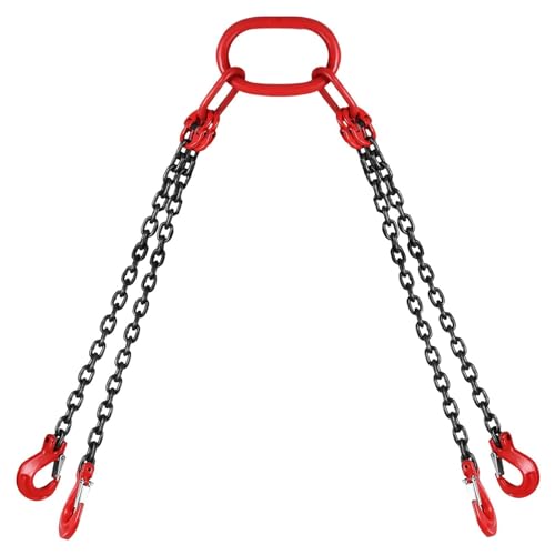 asdchZen Abrazaderas De Elevación De Alta Resistencia, Abrazadera De Placa Horizontal Ajustable, Abrazadera De Placa Vertical, Eslinga De Cadena De 4 Patas, Cadenas De Elevación con Ga,3Ton,2.5m,4leg