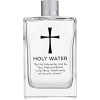 Needzo Botella grande de vidrio para agua bendita con cruz y