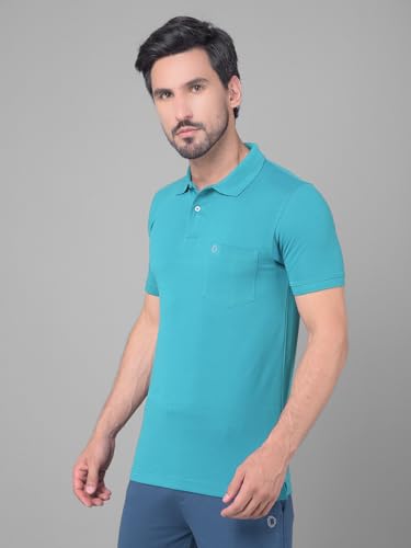 Image of Dollar Men's Pack of 1 Solid Cotton Blend Polo Neck T-Shirt