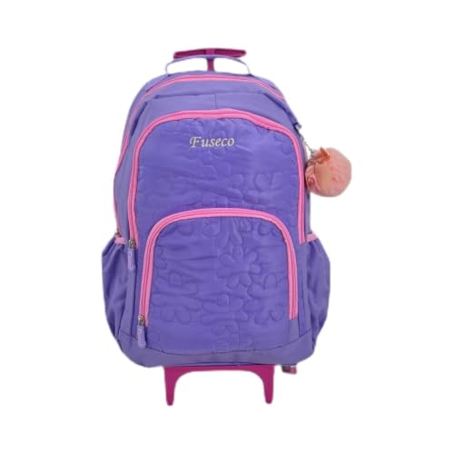 Fuseco Mochila com Rodinhas Juvenil Feminina Grande Colorida (Lilas)