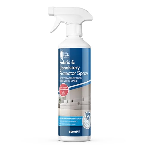 Fabric & Upholstery Protector Spray 500ml | Long-Lasting Fabric Protection for Carpets Sofas Rugs & Car Upholstery | Stain Barrier Repels Food Drink & Dirty Stains | Invisible Finish Guards Fabrics