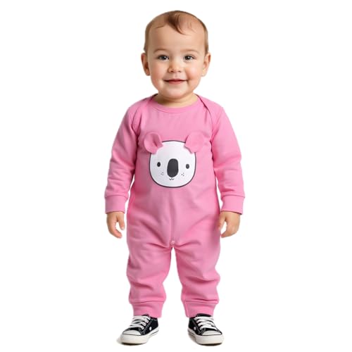 Image of 100% Cotton Animal face Print with 3D ears Rompers Sleepsuits Jumpsuit Night Suits for Infants Newborn Baby Boys & Girls