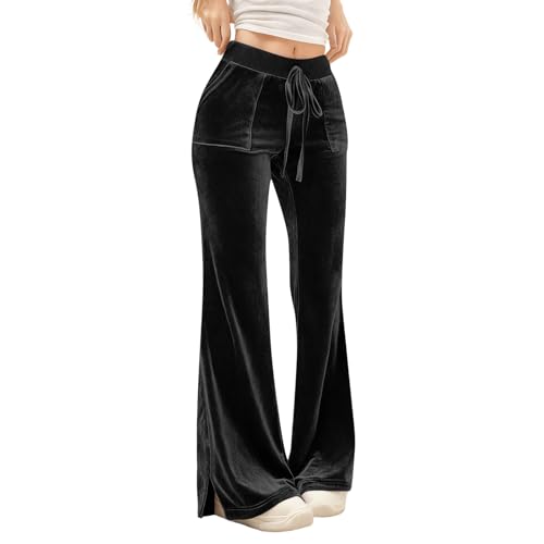 AEPTDEO Velvet Pants for Women Dressy, Velvet Pants Women Flare Wide Leg Casual Lounge Pant...